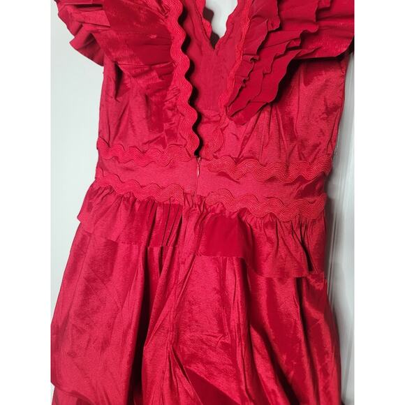 NEW Flamenco Tango Red Multi Tiered Dress SMALL cocktail ayered Fiesta Formal - Picture 6 of 13